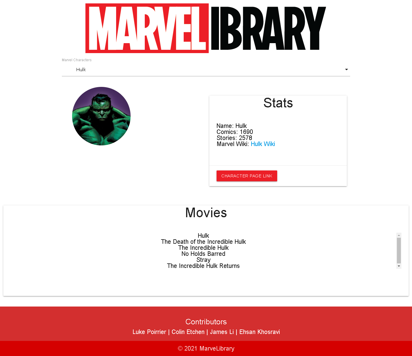 Marvel Library Screenshot